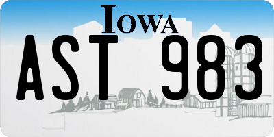 IA license plate AST983