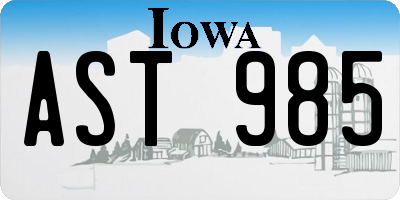 IA license plate AST985