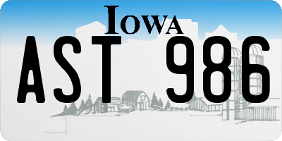 IA license plate AST986