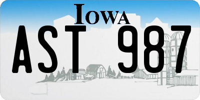 IA license plate AST987