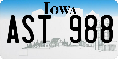IA license plate AST988