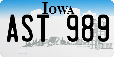 IA license plate AST989