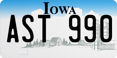 IA license plate AST990