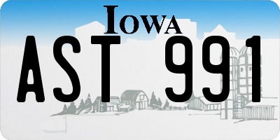 IA license plate AST991
