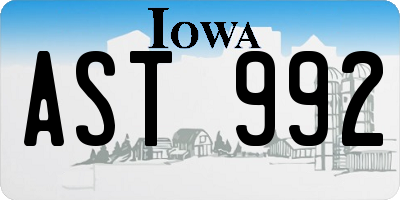 IA license plate AST992