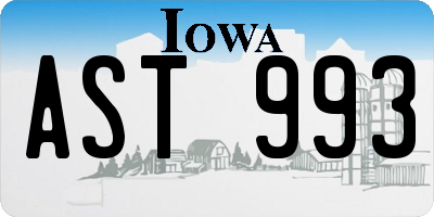 IA license plate AST993