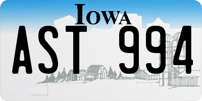 IA license plate AST994