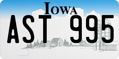IA license plate AST995