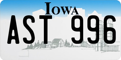 IA license plate AST996