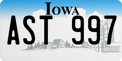 IA license plate AST997