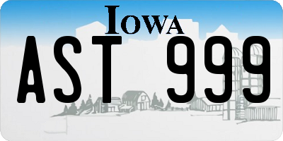 IA license plate AST999