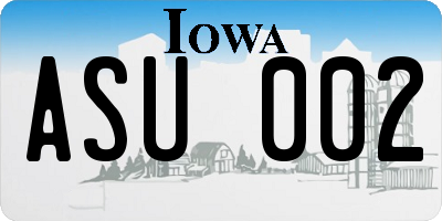 IA license plate ASU002