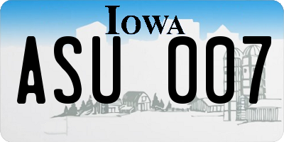 IA license plate ASU007