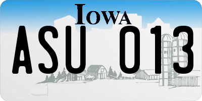 IA license plate ASU013