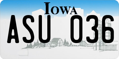 IA license plate ASU036