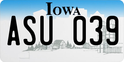 IA license plate ASU039