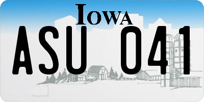 IA license plate ASU041