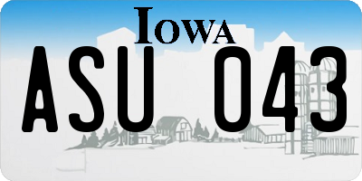 IA license plate ASU043