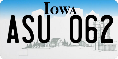 IA license plate ASU062