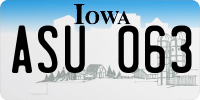 IA license plate ASU063
