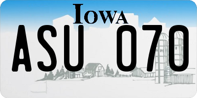 IA license plate ASU070