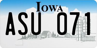 IA license plate ASU071