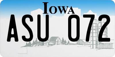 IA license plate ASU072