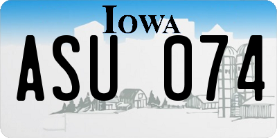IA license plate ASU074