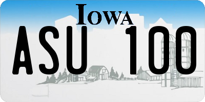 IA license plate ASU100