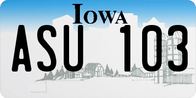 IA license plate ASU103