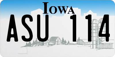 IA license plate ASU114