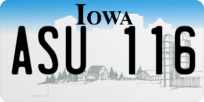IA license plate ASU116