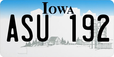 IA license plate ASU192