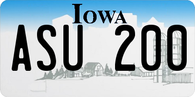 IA license plate ASU200