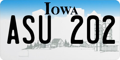 IA license plate ASU202