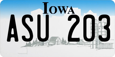 IA license plate ASU203