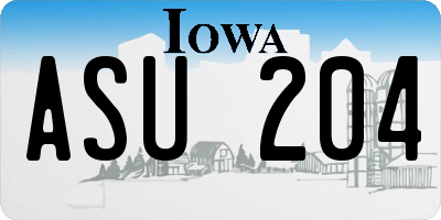 IA license plate ASU204