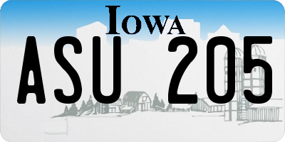 IA license plate ASU205