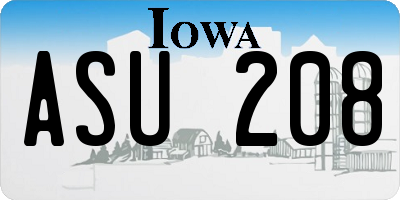 IA license plate ASU208