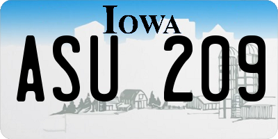 IA license plate ASU209