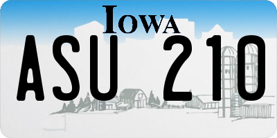 IA license plate ASU210