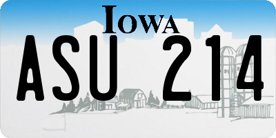 IA license plate ASU214