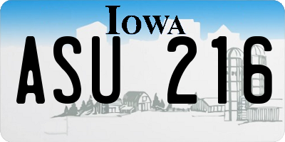 IA license plate ASU216