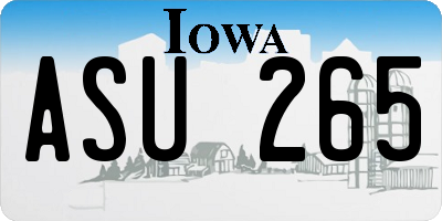 IA license plate ASU265