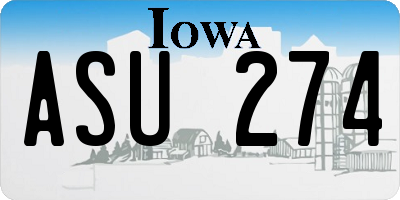 IA license plate ASU274