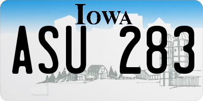 IA license plate ASU283
