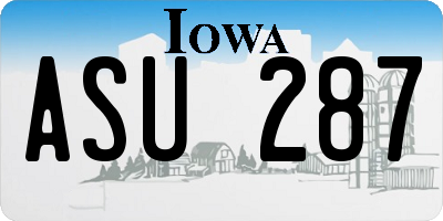 IA license plate ASU287