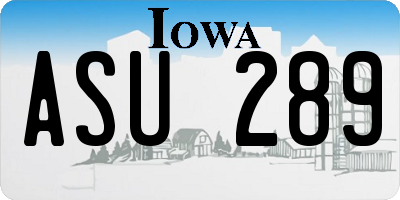 IA license plate ASU289