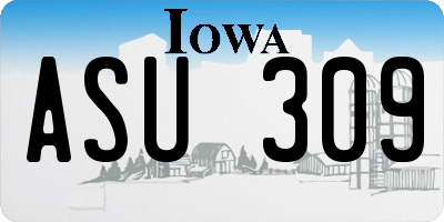 IA license plate ASU309