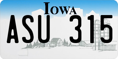 IA license plate ASU315